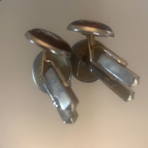 Vtg Swank red & gold round cuff links - Picture 3 of 6